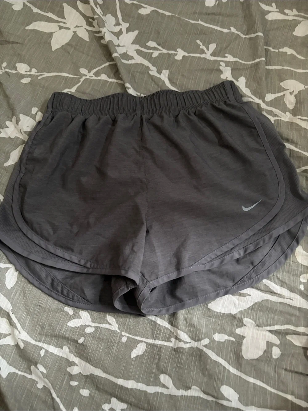 Nike Women’s Dark Gray Athletic Running Shorts with Swoosh